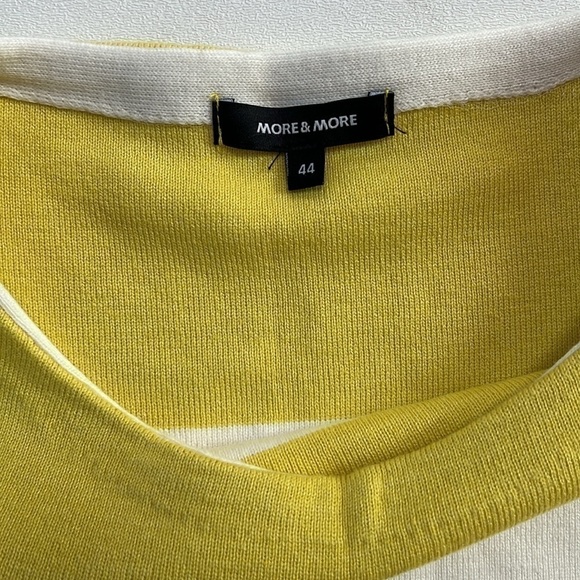 More and More yellow striped 3/4 sleeve color block colorful casual sweater - Picture 2 of 6